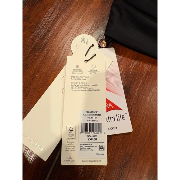 New CALIA Women Ubar Halter Bikini Top Pure Black Medium Support size XS - Picture 9 of 9